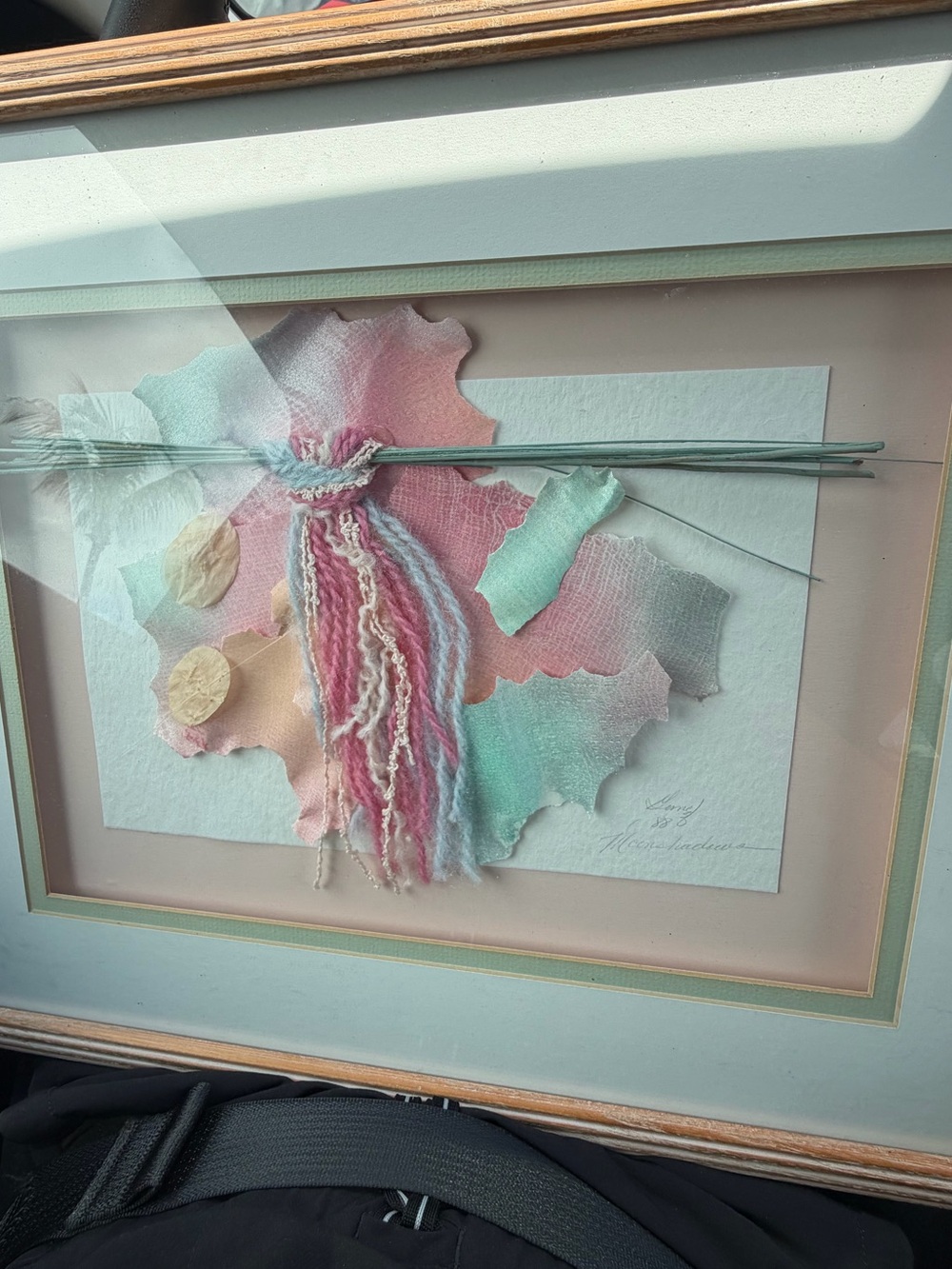Pastel Mixed-Media Wall Art with Pink and Mint Accents
